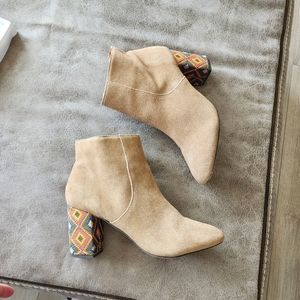 ✨ Band of Gypsies Wild Heart Booties. Cute boho fabric heel.